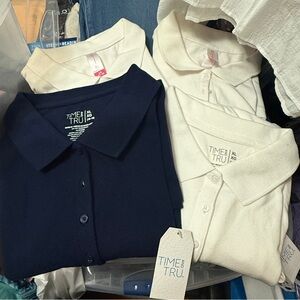 Women’s Polo Shirt Bundle – White & Navy – Sizes L–XL – Work/Uniform Basics